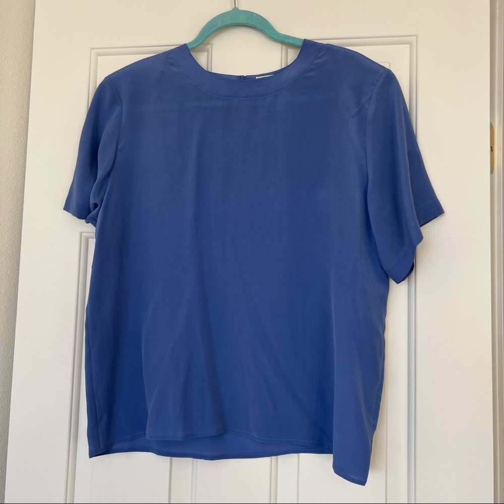 Vintage Anna and Frank Blue 100% Silk Blouse Large
